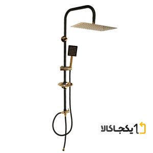 علم دوش حمام همت گستر مدل یونیورست استیل مشکی طلایی 20×30