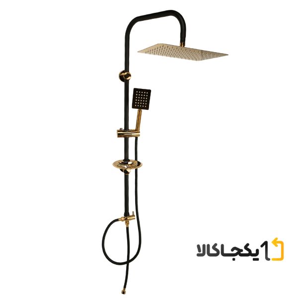علم دوش حمام همت گستر مدل یونیورست استیل مشکی طلایی 20×30