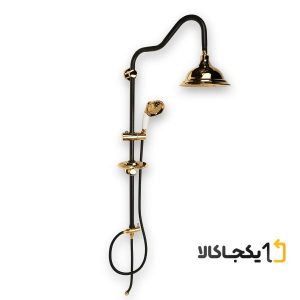 علم دوش حمام مدل یونیورست 807 زنگوله‌ای مشکی طلایی لوله کوهانی