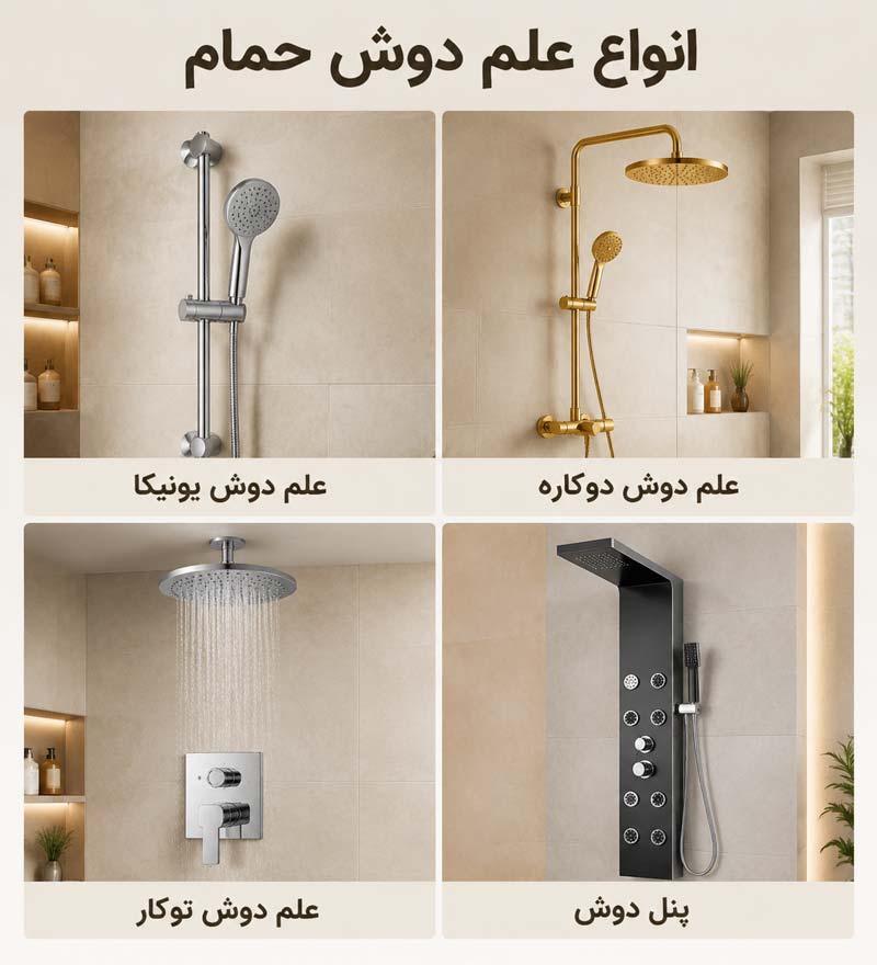 راهنمای خرید علم دوش 2 انواع علم دوش حمام