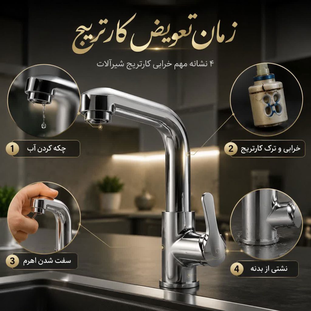 علائم خرابی کارتریج شیر اهرمی 7 چه زمانی مطمئن شویم کارتریج خراب است و نیاز به تعویض دارد؟