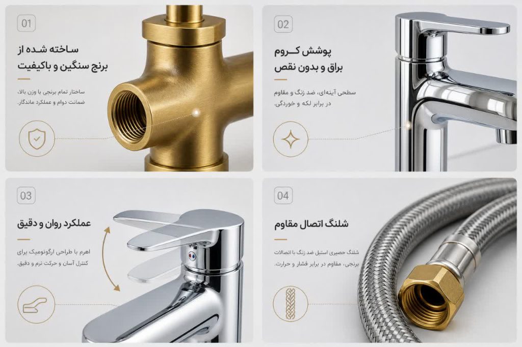 راهنمای خرید بهترین شیرآلات ایرانی 5 نکات کلیدی برای تشخیص کیفیت ظاهری و فنی در یک نگاه