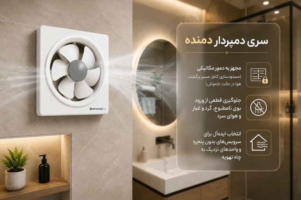 بهترین مارک هواکش دستشویی 6 سری دمپردار دمنده